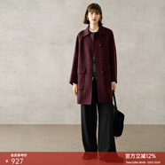 顏域（YANYEE）【100%羊毛】顏域灰色毛呢外套女2025新款冬季中長(cháng)翻領(lǐng)雙面呢大衣 紅色 XL/42