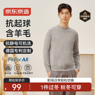 京東京造【可機洗】保暖毛衣男圓領(lǐng)針織衫柔軟羊毛衫 燕麥色 L
