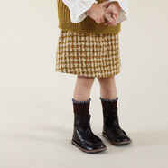 允兒媽女童冬季小眾格子襯衫馬甲短裙套裝寶寶秋冬娃娃衫背心半裙 黃色半裙 現貨 120