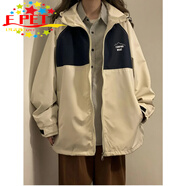 EPET工裝外套女春秋韓版休閑寬松BF2025秋季新款潮日常百搭森系風衣學 杏色【雙層外套】 L 建議115-130斤
