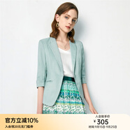 顏域簡(jiǎn)約半袖西裝外套女夏裝新款通勤顯瘦氣質(zhì)職業(yè)短款西服 淺綠 XL/42