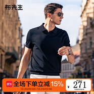 布先生海鷗領(lǐng)針織涼感T恤男士短袖透氣速干商務(wù)POLO 鋼琴黑 L (175)