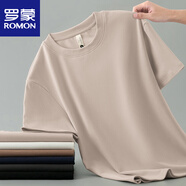 羅蒙（ROMON）280g重磅雙面德絨t恤男短袖圓領(lǐng)體恤純色上衣保暖打底衫加絨半袖 M22【雙面絨】黑色 L