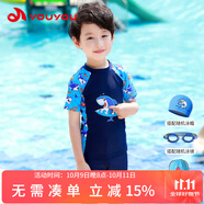 佑游兒童游泳衣男童分體寶寶中童學生游泳褲泳裝六件套38284A藍色XL