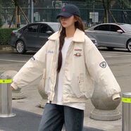 俞兆林（YUZHAOLIN）美式羊羔絨毛領(lǐng)棉服女2025秋冬新款?yuàn)A克防寒保暖棉襖棉服外套女 米白色 M 建議111-125斤穿