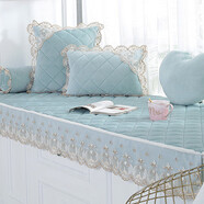 糜嵐（MieLanat）飄窗墊窗臺墊四季通用主臥陽(yáng)臺墊子2025新款輕奢感坐墊定制毯 語(yǔ)格-水綠色(加厚款) 寬80+15cm裙擺*210長(cháng)