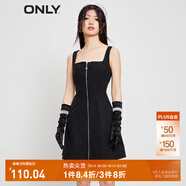 ONLY時尚百搭短款A字吊帶雪紡連衣裙女|123207028 E39黑豆 XS 155/76A