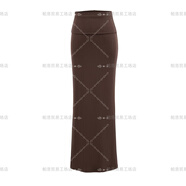包臀一步裙歐美風(fēng)ins街拍雙層低腰修身包臀長(cháng)裙 螺紋高彈舒適過(guò)膝 可可棕 S