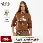 Teenie Weenie小熊女裝毛針織衫2025冬季新款柔軟舒適提花圓領(lǐng)毛衣