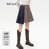 MO&Co.不規(guī)則拼接百褶裙千鳥格半身裙復(fù)古短裙設(shè)計感小眾 威爾斯格紋 XS 155