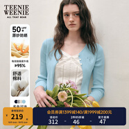 Teenie Weenie【原紗防曬】小熊淑女白色毛衣針織開(kāi)衫長(cháng)袖打底衫女空調衫 淺藍色 XS (155)