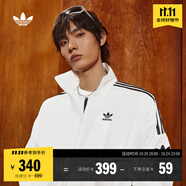 adidas情侶款復(fù)古風(fēng)梭織立領(lǐng)夾克外套男女秋季阿迪達(dá)斯官方三葉草 亮白 XXS