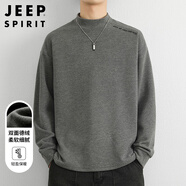 JEEP SPIRIT吉普雙面德絨長(cháng)袖T恤男秋冬季半高領(lǐng)保暖打底衫上衣男裝 花灰 M