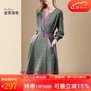 迪菲麗格大牌復(fù)古氣質(zhì)連衣裙女2025春季新款撞色收腰設(shè)計(jì)感裙子 圖片色 M