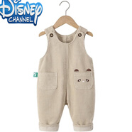 迪士尼（Disney）寶寶燈芯絨背帶褲2024秋冬款1一5歲可愛(ài)男女童寶寶兒童條絨褲子潮 米色繡花背帶褲 春秋款不加絨 80 cm可開(kāi)檔
