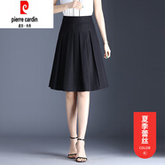 皮爾卡丹a字雪紡黑色半身裙裙子女夏短裙2025新款百褶小個(gè)子春秋半裙中年 黑色(夏季蕾絲款)3715 M 腰圍2尺