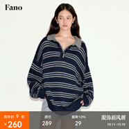 fano studios范洛Fano 慵懶粗織條紋oversize落肩收口休閑polo領毛衣女上衣秋 條紋色第二批 L