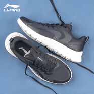 李寧男鞋跑步鞋秋冬季新款網(wǎng)面透氣耐磨休閑慢跑鞋黑色運動(dòng)鞋鞋子男 黑色-4 40