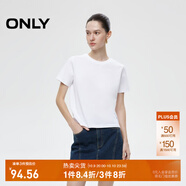 ONLY2025秋季新款簡(jiǎn)約舒適基礎純色圓領(lǐng)正肩短袖T恤女|125101058 A43 奶油白色 S (160) 80A