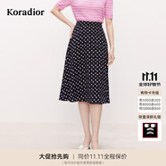 珂萊蒂爾2025夏季新款黑色波點(diǎn)半身裙女高腰中長(zhǎng)裙子半裙 黑色 XL