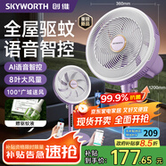 創(chuàng)維電風(fēng)扇驅(qū)蚊語音落地扇大風(fēng)量搖頭八葉柔風(fēng)立式風(fēng)扇大風(fēng)力遙控定時(shí)99.9%抗菌2025新款Q542香芋紫