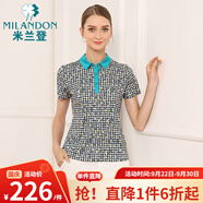 米蘭登（MILANDON）夏季新款中老年女裝媽媽裝雙絲光印花純棉短袖t恤女薄款1M2T1138 WJ2T1032綠色 XL