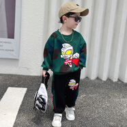 漫畫(huà)小馬奧特曼衣服男童春秋裝衛(wèi)衣套裝2025新款洋氣兒童寶寶冬季加絨童裝 綠色奧特曼彩拔套裝 cm 90