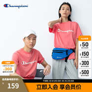 Champion夏季經(jīng)典款印花草寫(xiě)LOGO圓領(lǐng)休閑運(yùn)動(dòng)T恤無(wú)性別冠軍短袖男女情侶 粉紅色(偏薄） XL