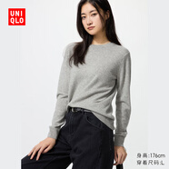 優(yōu)衣庫女裝羊絨圓領(lǐng)針織衫/長(cháng)袖毛衣毛衫25秋冬新款479160 03 灰色 M /160/84A