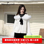 卓雅周末（JORYA weekend）2024冬新千金風絲絨蝴蝶結斗篷毛領奶油氣質短外套0995A 白色 S 均碼