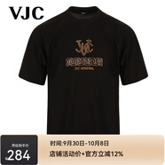 威杰思（VJC） 秋季新款男裝純棉燙鉆短袖T恤衫 D24CA1716 黑色 常規(guī) L 50