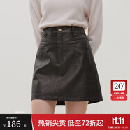 范思藍(lán)恩23FS14612 咖色小皮裙a字半身裙女新款秋冬高腰短裙 油畫摩卡 M