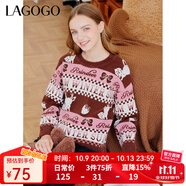 LAGOGO【抗起球】圓領(lǐng)套頭甜美軟糯針織衫女拉谷谷秋冬高級感毛衣 混色(Y0) L 165/40