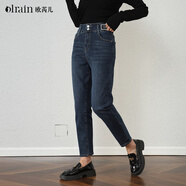 Olrain5折服飾新款女裝秋冬季法式復古彈力修身鉛筆牛仔褲九分褲 藍灰色 2XL