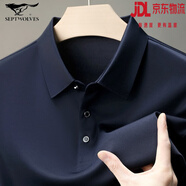 七匹狼夏季真絲T恤男品牌薄款冰·絲中年純色桑蠶絲上衣寬松中年體恤 上青 S 165