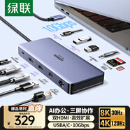 綠聯(lián)Type-C3.2雙HDMI三屏異顯擴展塢雷電4/5拓展塢10G轉接頭8K多屏擴展器144Hz高刷適用聯(lián)想華為電腦
