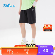 361°兒童短褲夏季男女童3-12歲透氣運(yùn)動(dòng)褲梭織五分褲 黑 175