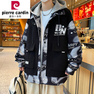 皮爾卡丹（pierre cardin）品牌青少年外套棒球服男孩初中高中學(xué)生潮牌帥氣春秋裝大童棒球衫 503黑色(春秋款) 品質(zhì)保證 4XL 180-200斤左右