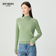 深呼吸DEEP BREATH女裝煙管領(lǐng)100%純羊絨衫針織毛衣女A301600 薄荷綠 2XL
