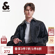杰克·瓊斯（JACK&JONES）男裝春秋寬松皮衣舒適簡(jiǎn)約時(shí)尚純色潮流休閑外套短款上衣PU夾克男 E40 黑色 版型偏大，卡碼拍小 2XL 190