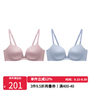 蘭卓麗文胸內衣女無鋼圈小胸聚攏顯大舒適減壓胸罩薄杯女士內衣無痕文胸 粉紫+藍紫灰 80A 中薄杯