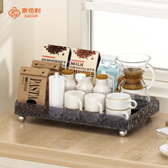 家佰利瀝水杯架收納置物架茶杯玻璃杯托盤(pán)放杯子架輕奢家用客廳 亞克力托盤(pán)【中號透灰款】