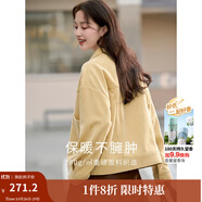 茵曼（INMAN）2025秋冬女裝新款純色翻領(lǐng)口袋單排扣百搭短外套上衣 杏黃色 M