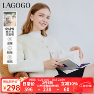 LAGOGO小香風(fēng)羊毛雙面呢大衣女拉谷谷冬季新款短款小個(gè)子加厚外套 米白色(V2) L 165/40