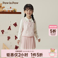 PawinPaw卡通小熊童裝秋冬女寶學(xué)院風(fēng)毛織百褶裙套裝 Pink粉紅色/25 100 cm
