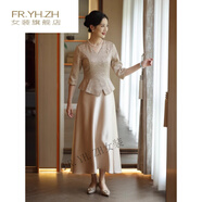 FR.YH.ZH高貴喜婆婆婚宴裝年輕款結(jié)婚媽媽禮服平時(shí)可穿參加婚禮連衣裙春夏 SI23香檳色ER5SI 3XL 建議130斤-140斤