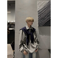 森馬（Semir）披肩袖假兩件衛(wèi)衣男士春秋季學(xué)院風(fēng)設(shè)計(jì)感小眾套頭翻領(lǐng)情侶上衣潮 灰色 M