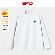 SPAO韓國同款小熊長(cháng)袖T恤男女同款秋冬加絨加厚保暖上衣SPCX25SG02LD 白#SP海軍熊-刺繡車(chē) 2XL