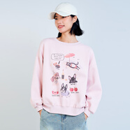 木果果木2025秋季新款時(shí)尚松弛感圓領(lǐng)寬松卡通印花長(zhǎng)袖衛(wèi)衣女 淺紫 均碼