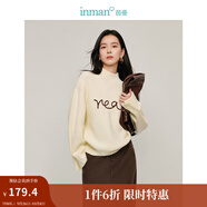 茵曼（INMAN）半高領(lǐng)毛衣2025春秋季女裝新款開(kāi)叉長(zhǎng)袖套頭打底衫針織衫 米白色 L